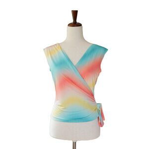 VTG Y2K BACKSTAGE USA Rainbow Wrap Top S Whimsigoth Fairy Festival Swifties 90s